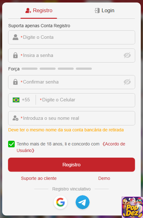 Experiência de Jogos popdez.com